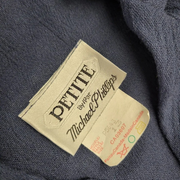 Vintage Michael Phillips  Blue and Gold Linen Blend Dress - Picture 2 of 10